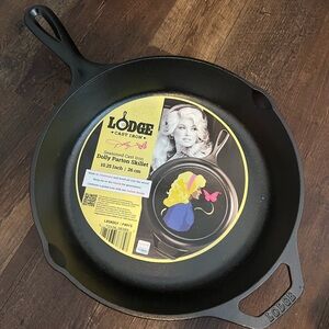 Lodge Cast Iron Skillet, Dolly Parton Profile and Butterfly Design, 10.25 in dia
